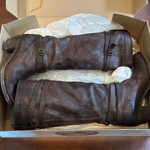 Jane strapped Frye boots dark brown